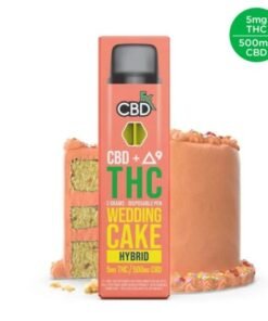 THC Vape Pen – Wedding Cake (Hybrid): 5 mg THC + 500 mg CBD